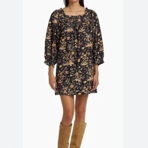 Doen Floral Print Babydoll Dress with Puff Sleeves